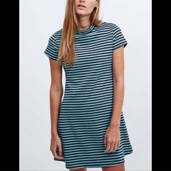 FREE PEOPLE Striped Mock Neck Mini Dress - Picture 1 of 6
